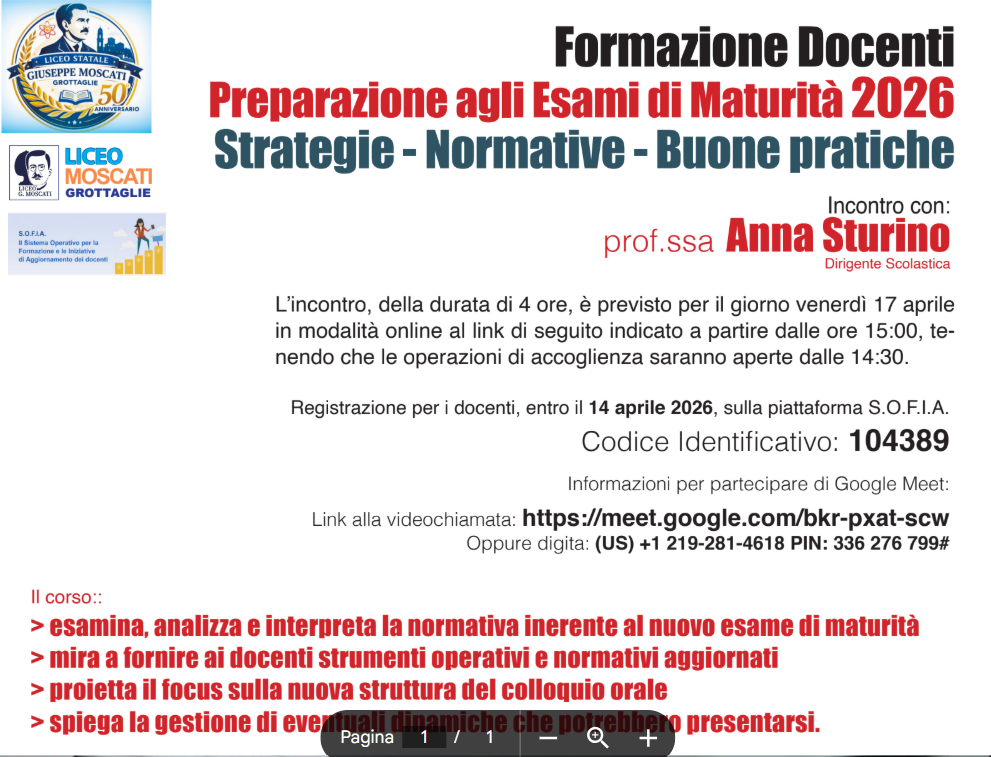 FORMAZIONE DOCENTI - ESAME DI STATO
