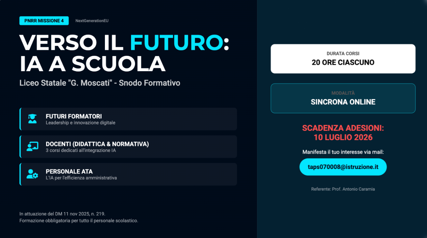 Avvio percorsi di formazione sulla transizione digitale - Intelligenza artificiale